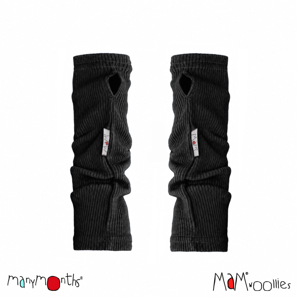 Mitaines en laine mérinos MaM/ManyMonths pour adulte et enfant, coloris noir Foggy Black – collection 2026/2027