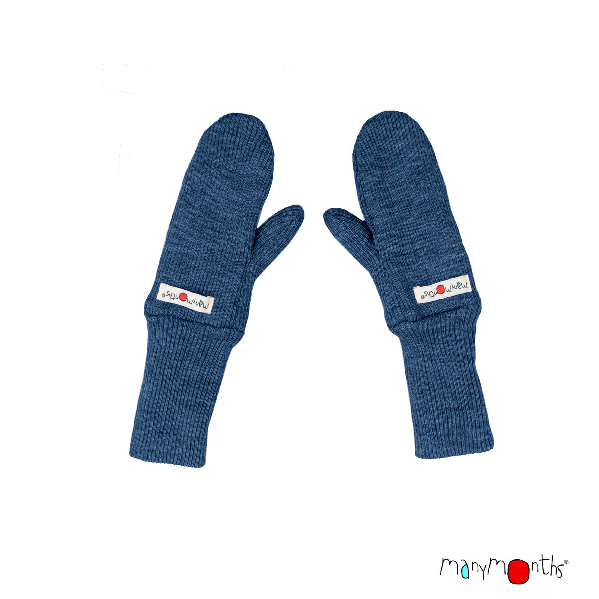 Moufles en laine mérinos ManyMonths bébé et enfant, coloris bleu Moondust Blue – collection 2026/2027