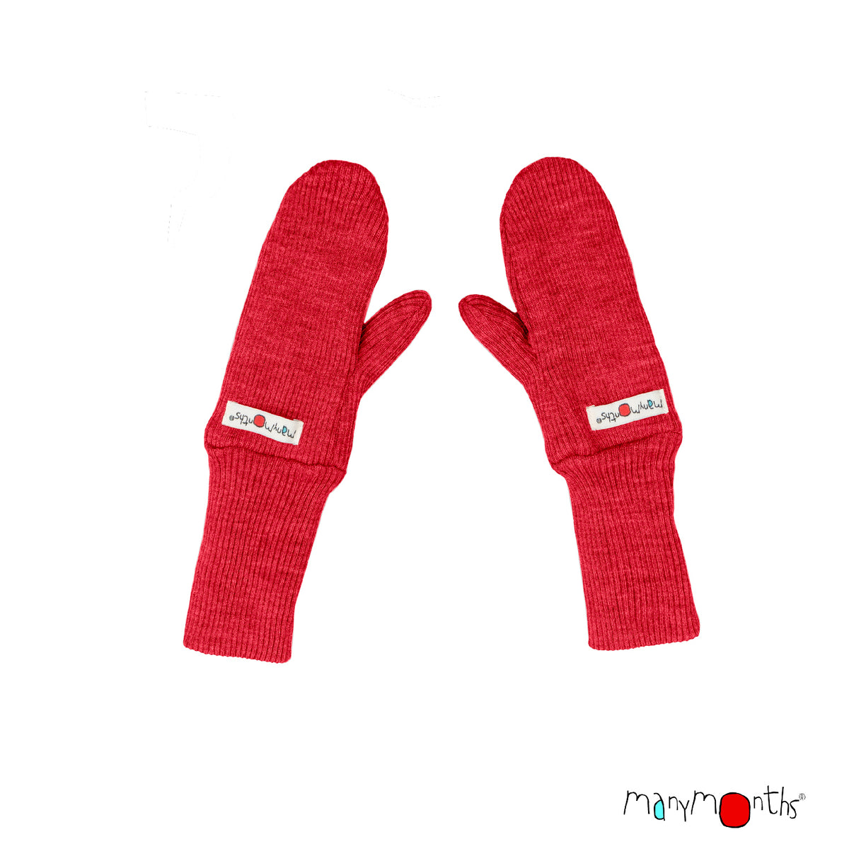 Moufles en laine mérinos ManyMonths bébé et enfant, coloris rouge Aurora Red – collection 2026/2027