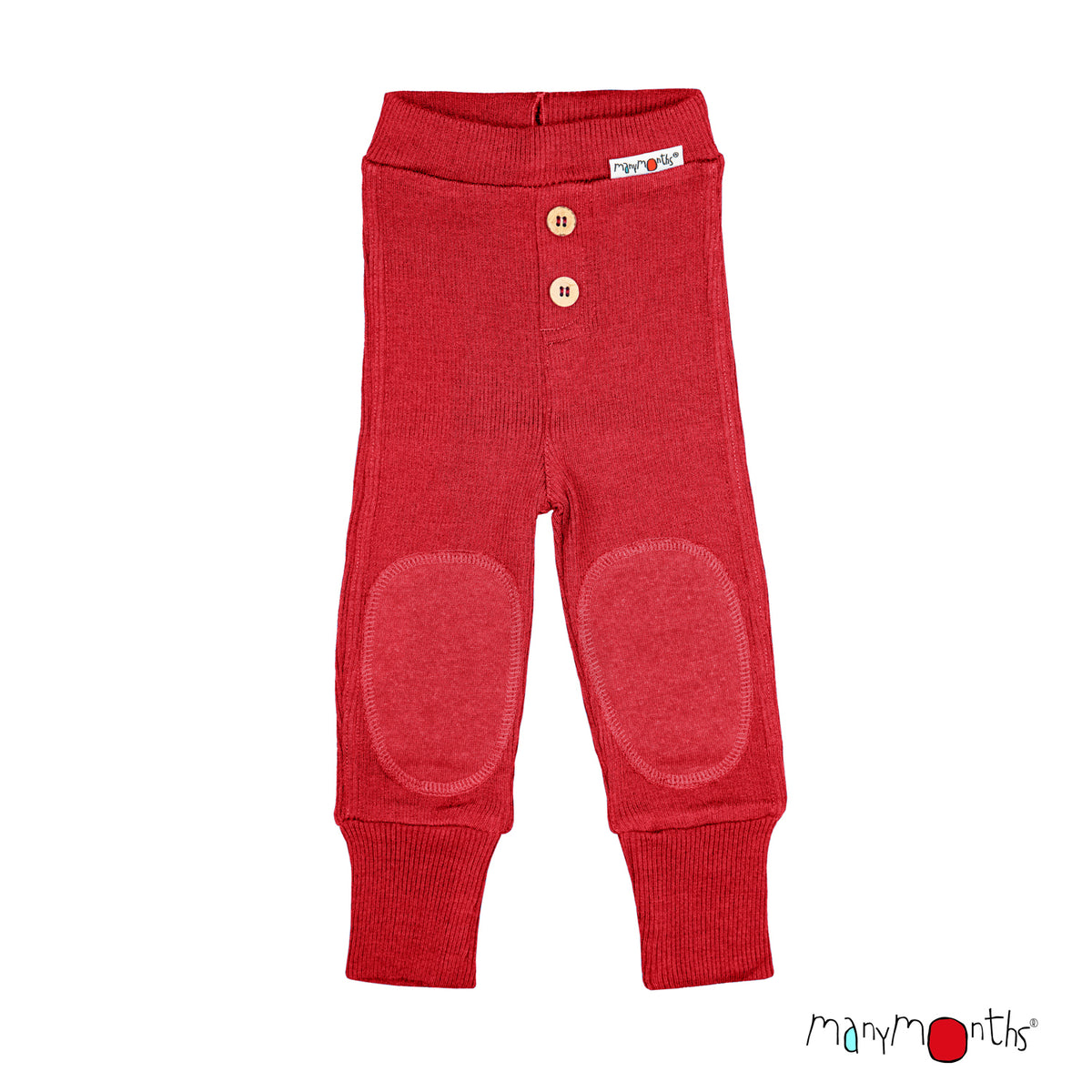 Pantalon Joggers bébé en laine mérinos ManyMonths, coloris rouge Aurora Red – collection 2026/2027