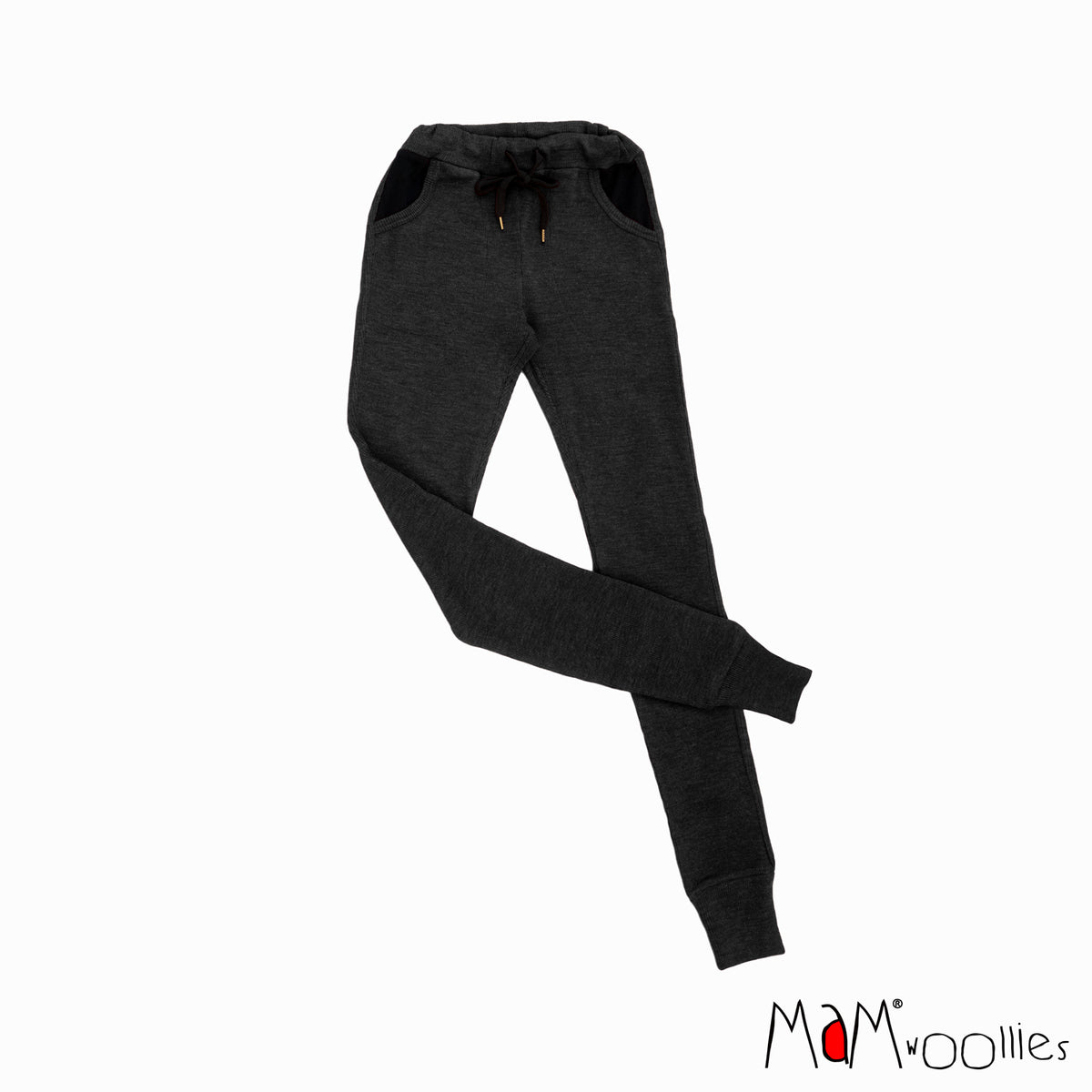 Pantalon Joggers Lounge MaM en laine mérinos femme et ado, coloris noir Foggy Black – collection 2026/2027