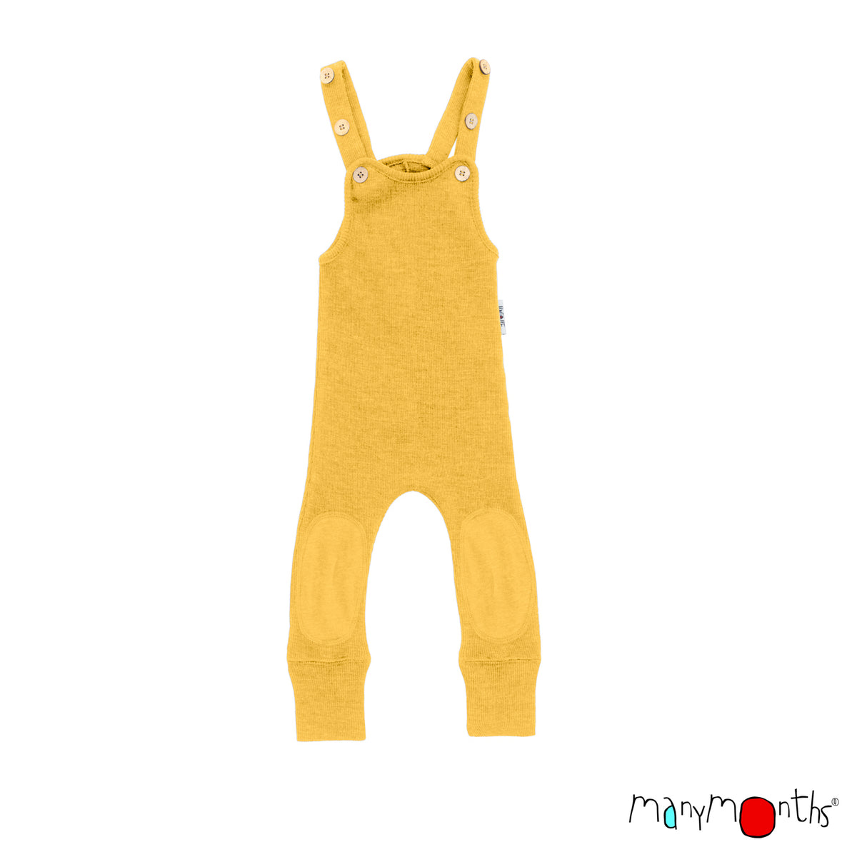 Salopette en laine mérinos pour bébé "Romper playsuit" ManyMonths, coloris jaune Golden Star – collection 2026/2027