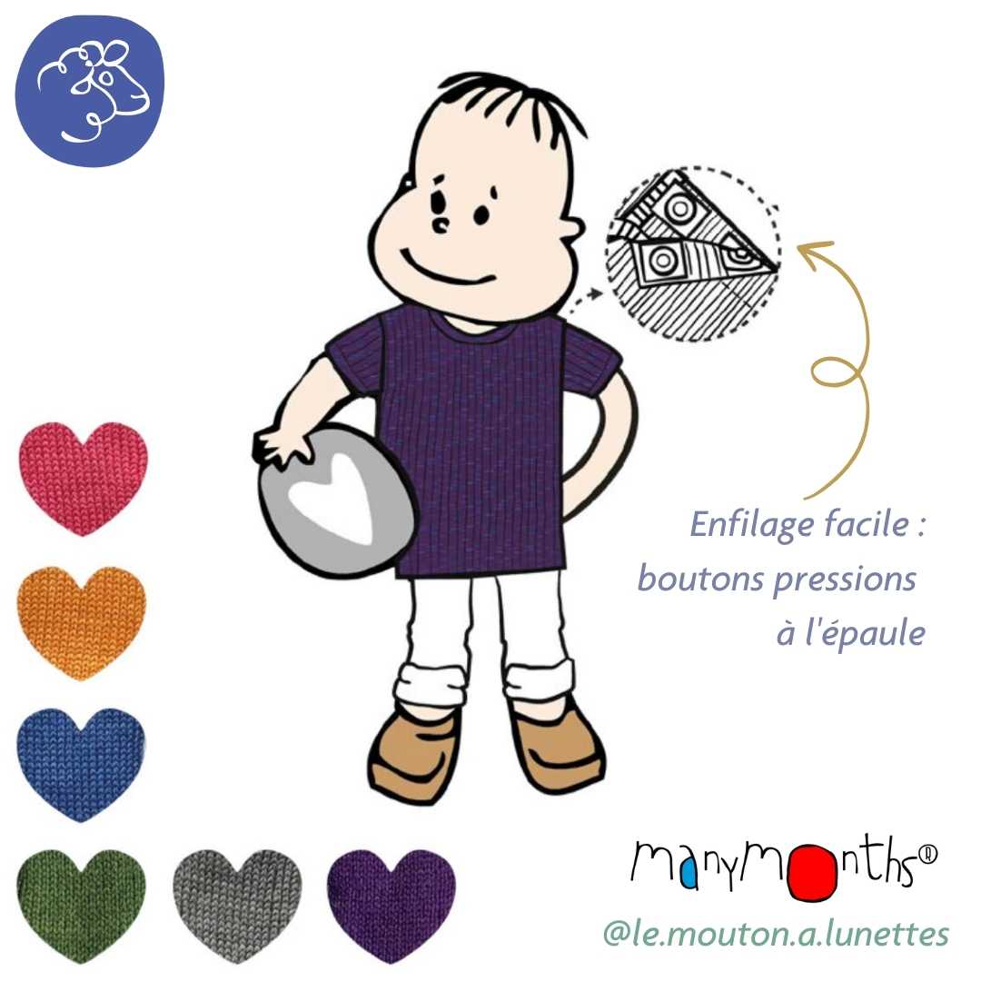 t-shirt manches courtes merinos enfant manymonths tshirt évolutif en laine