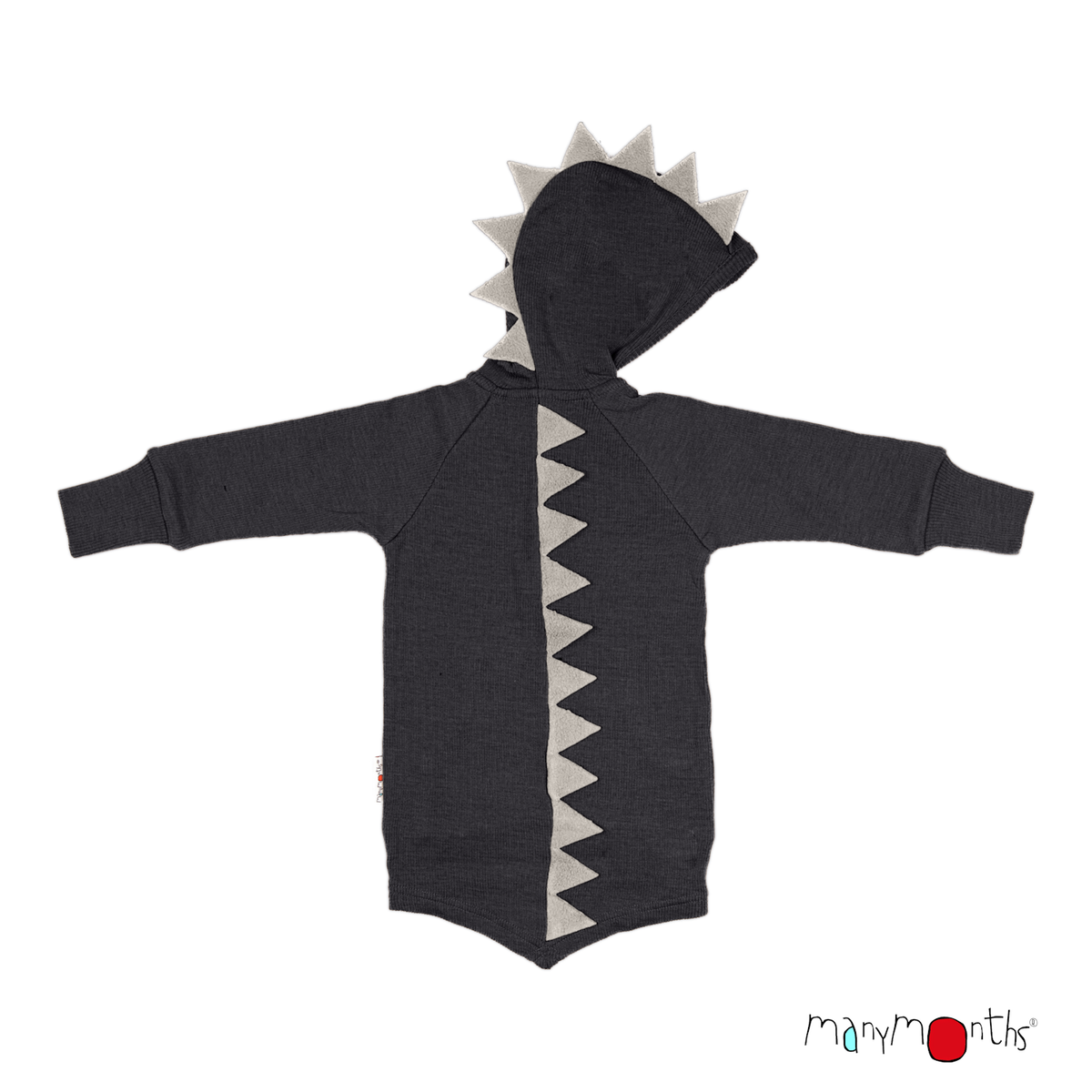 Sweat Dino ManyMonths en laine mérinos, coloris noir Foggy Black – collection 2026/2027