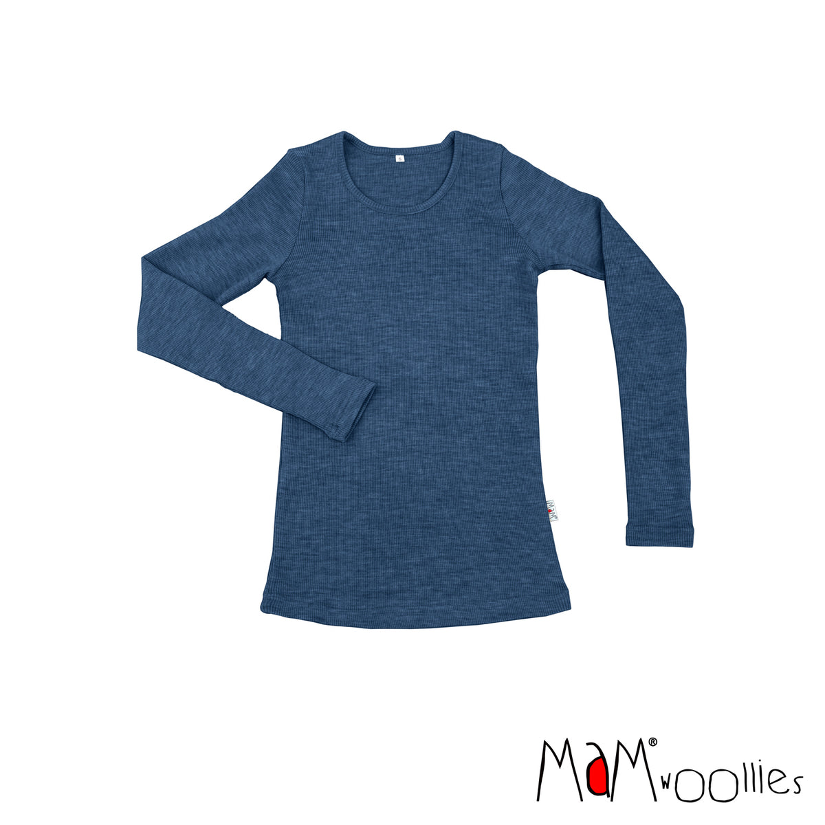 T-shirt laine mérinos MaM manches longues femme et ado, coloris bleu Moondust Blue – collection 2026/2027