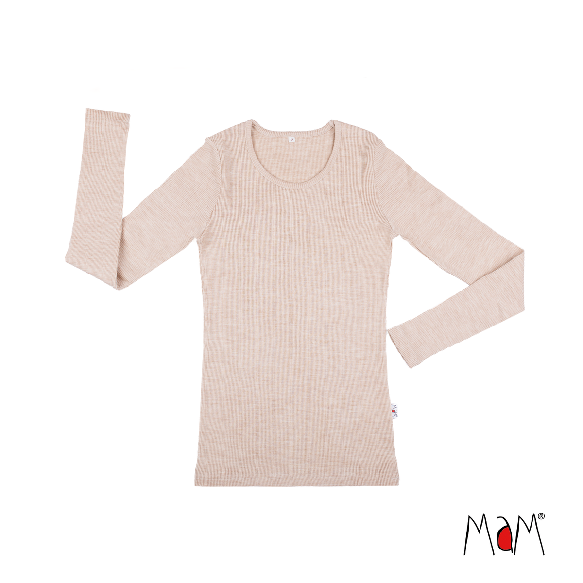 T-shirt laine mérinos MaM manches longues femme et ado, coloris écru Toasted Coconut – collection 2026/2027