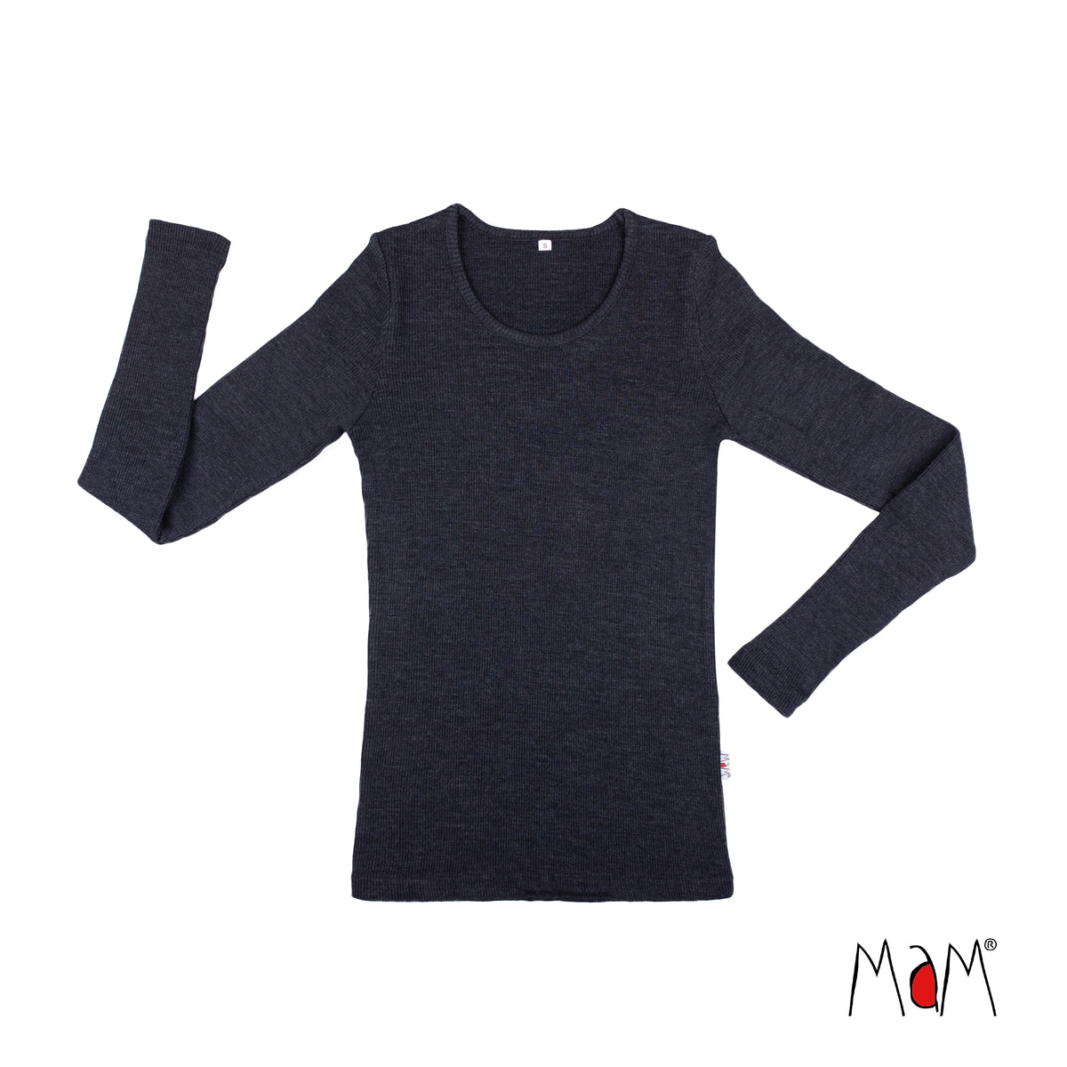 T-shirt laine mérinos MaM manches longues femme et ado, coloris noir Foggy Black – collection 2026/2027