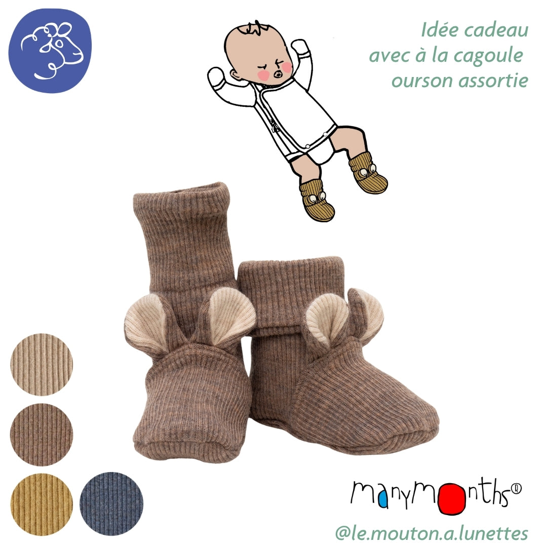 ManyMonths Chaussons ourson pour bébé en laine mérinos - Teddy Booties ManyMonths en laine mérinos – collection 2026/2027