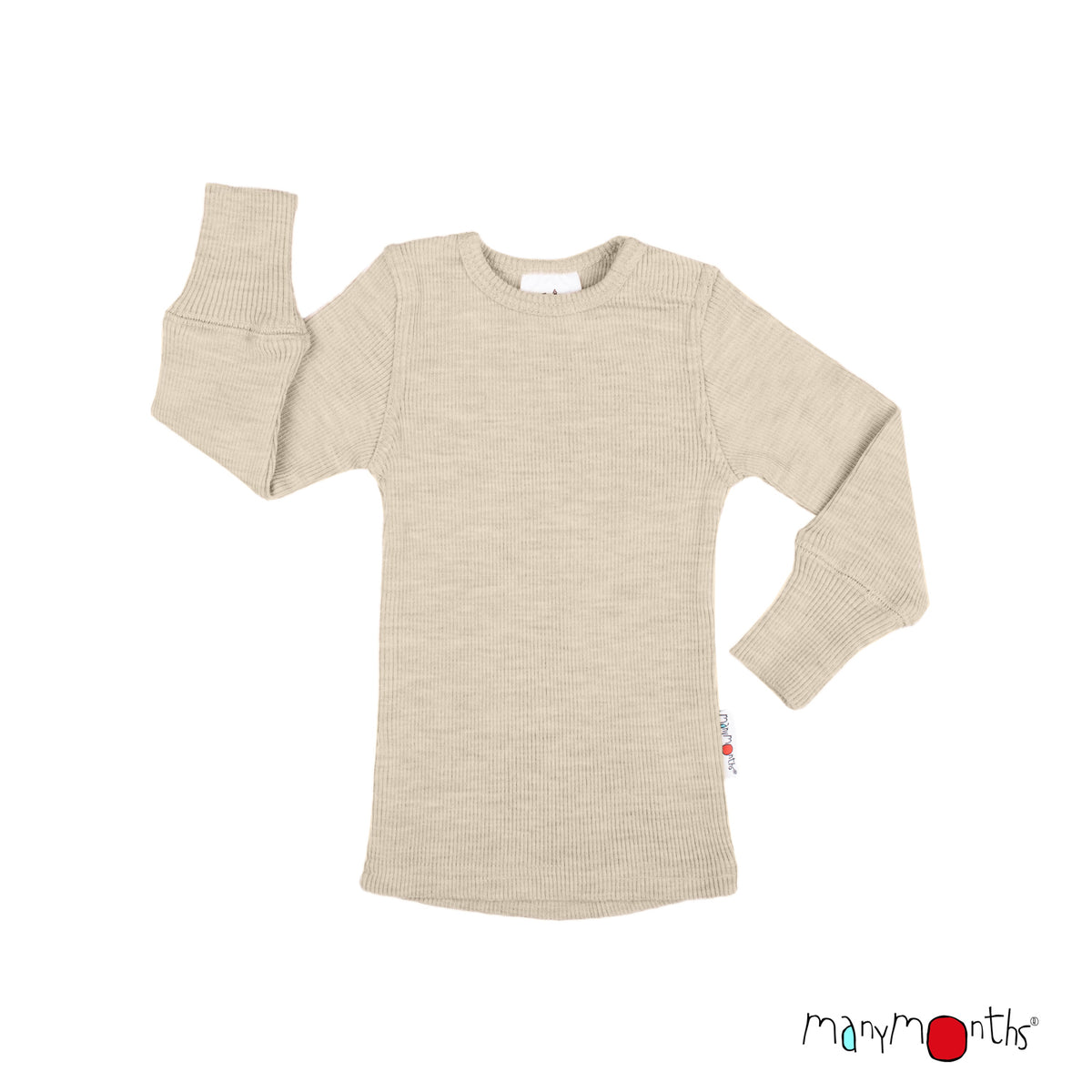 Tricot manches longues en laine mérinos enfant ManyMonths, coloris écru Toasted Coconut – collection 2026/2027