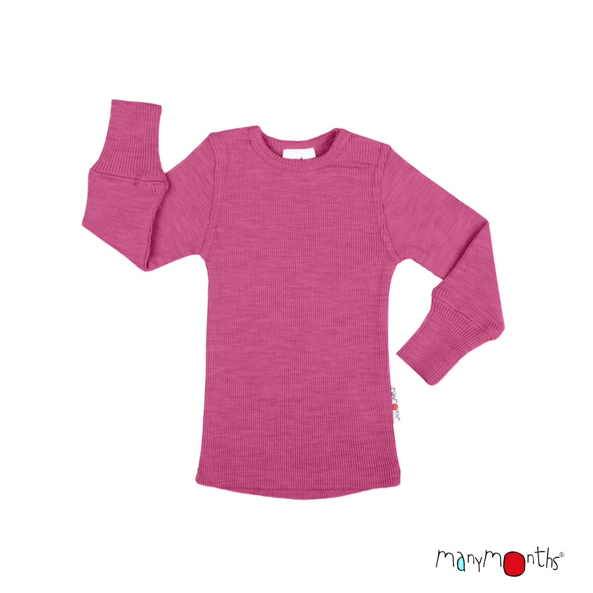 Tricot manches longues en laine mérinos enfant ManyMonths, coloris rose Nebula Pink – collection 2026/2027