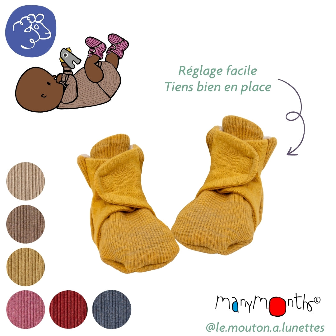 ManyMonths Chaussons bébé en laine mérinos - Wrap Booties ManyMonths en laine mérinos – collection 2026/2027