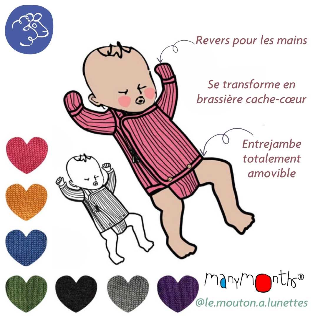 body kimono manymonths en laine mérinos évolutif