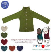 Cardigan laine mérinos évolutif à col montant ManyMonths – PREVENTE 2025/26