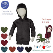 Gilet à zip et capuche en laine mérinos ManyMonths – PREVENTE 2025/26
