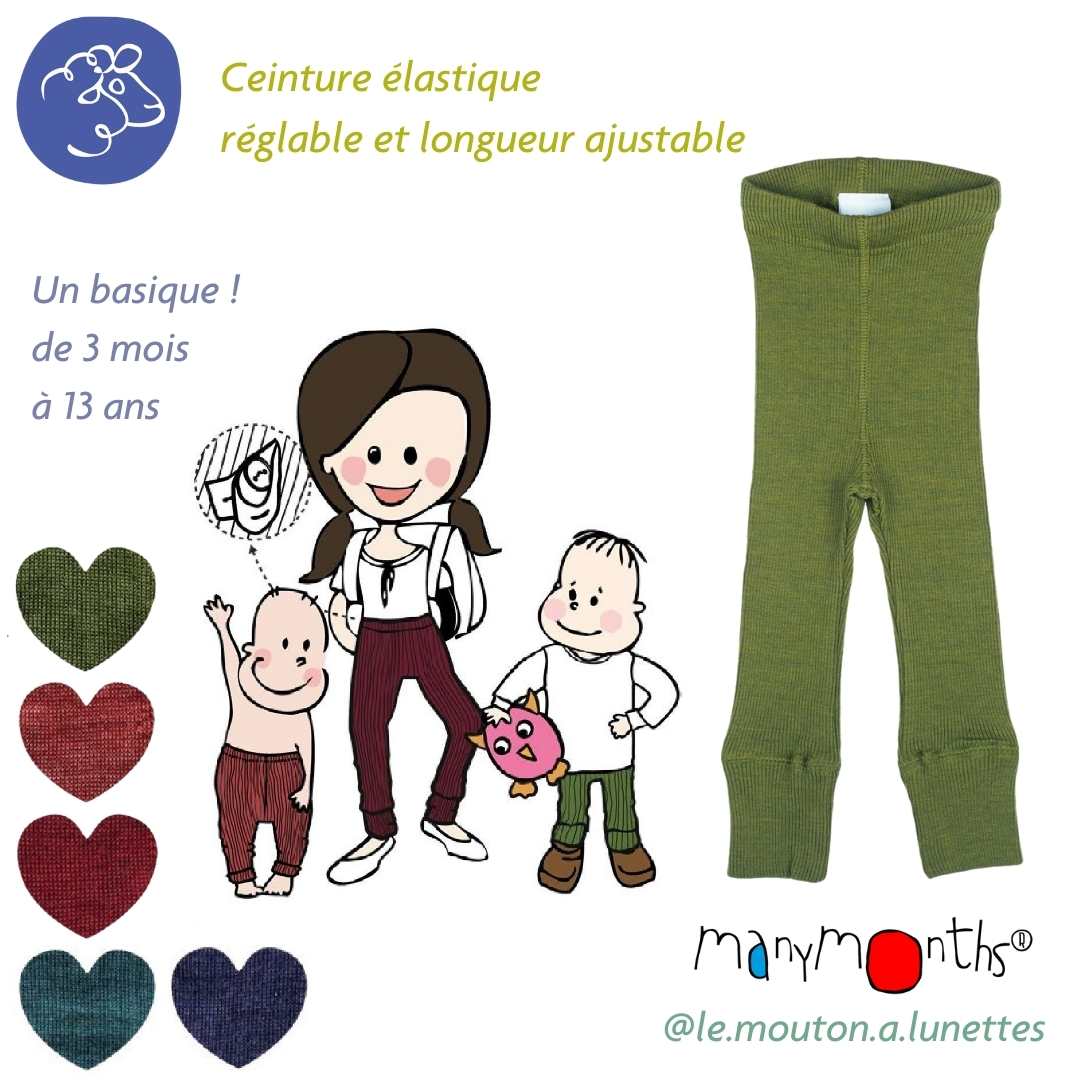 Leggings mixtes évolutifs en laine mérinos ManyMonths – PREVENTE 2025/26