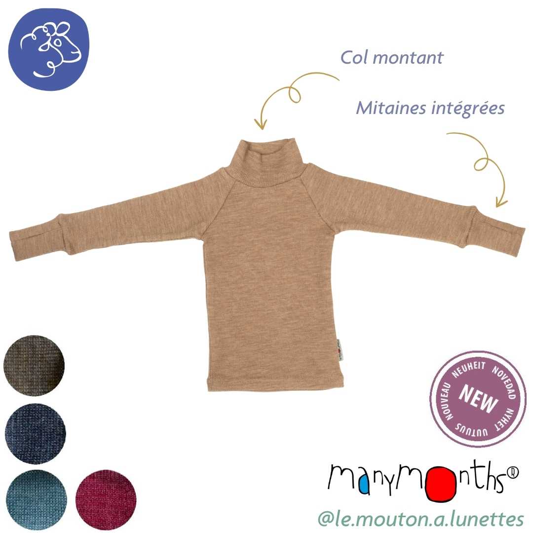 pull col roulé mérinos enfant manymonths