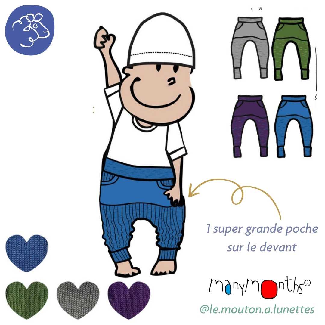 pantalon sarouel évolutif laine mérinos enfant manymonths