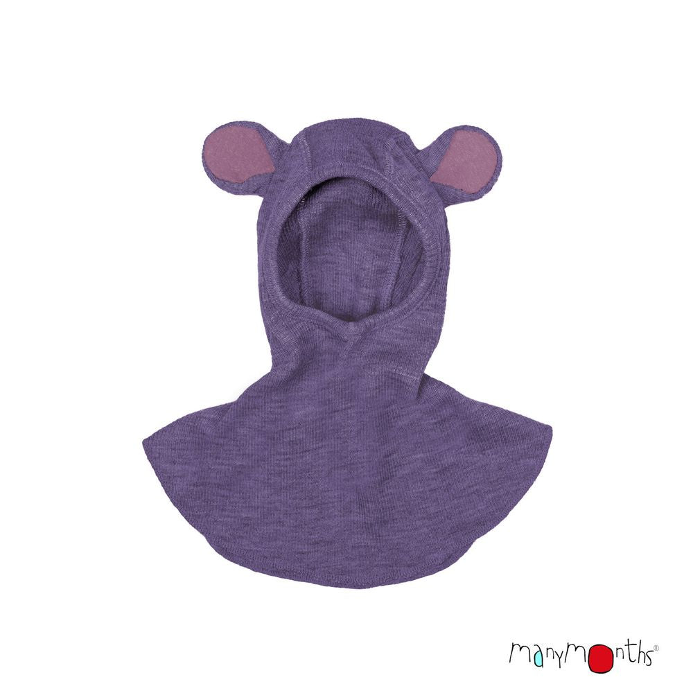 ManyMonths Cagoule ourson bebe laine merinosteddy bear hood dustyGrape