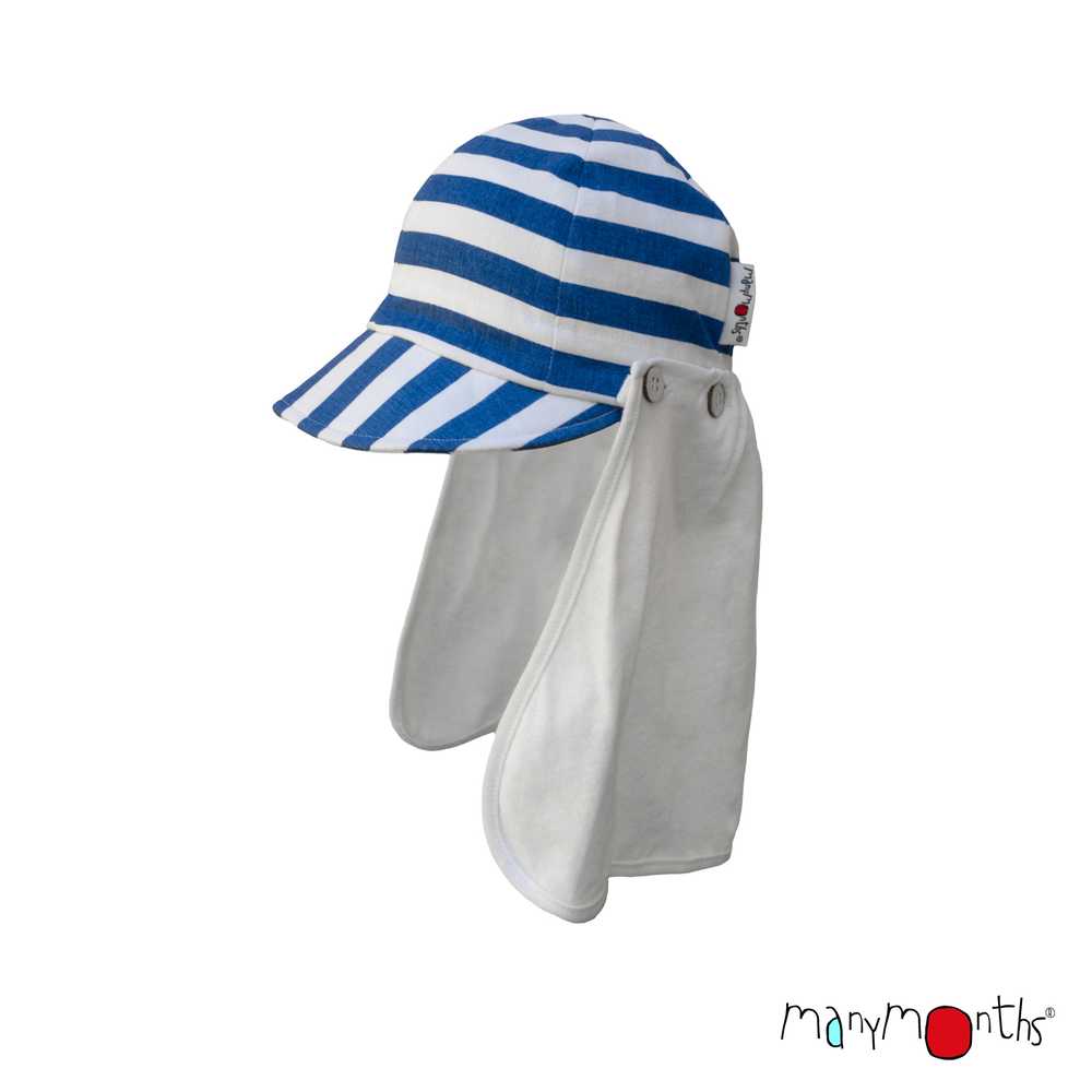 ManyMonths casquette enfant évolutive summer multicap en chanvre coton bio à rayures Bleu marine nautical stripes