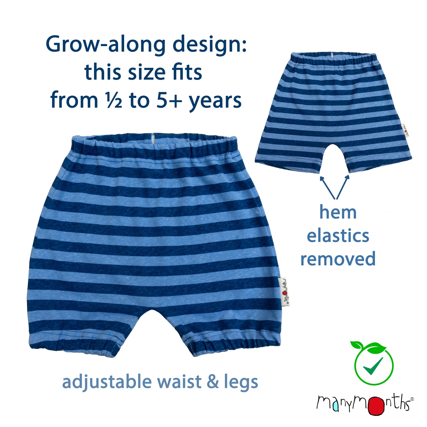 Short bloomer "Bubble" évolutif chanvre et coton bio - ManyMonths ECO Hempies