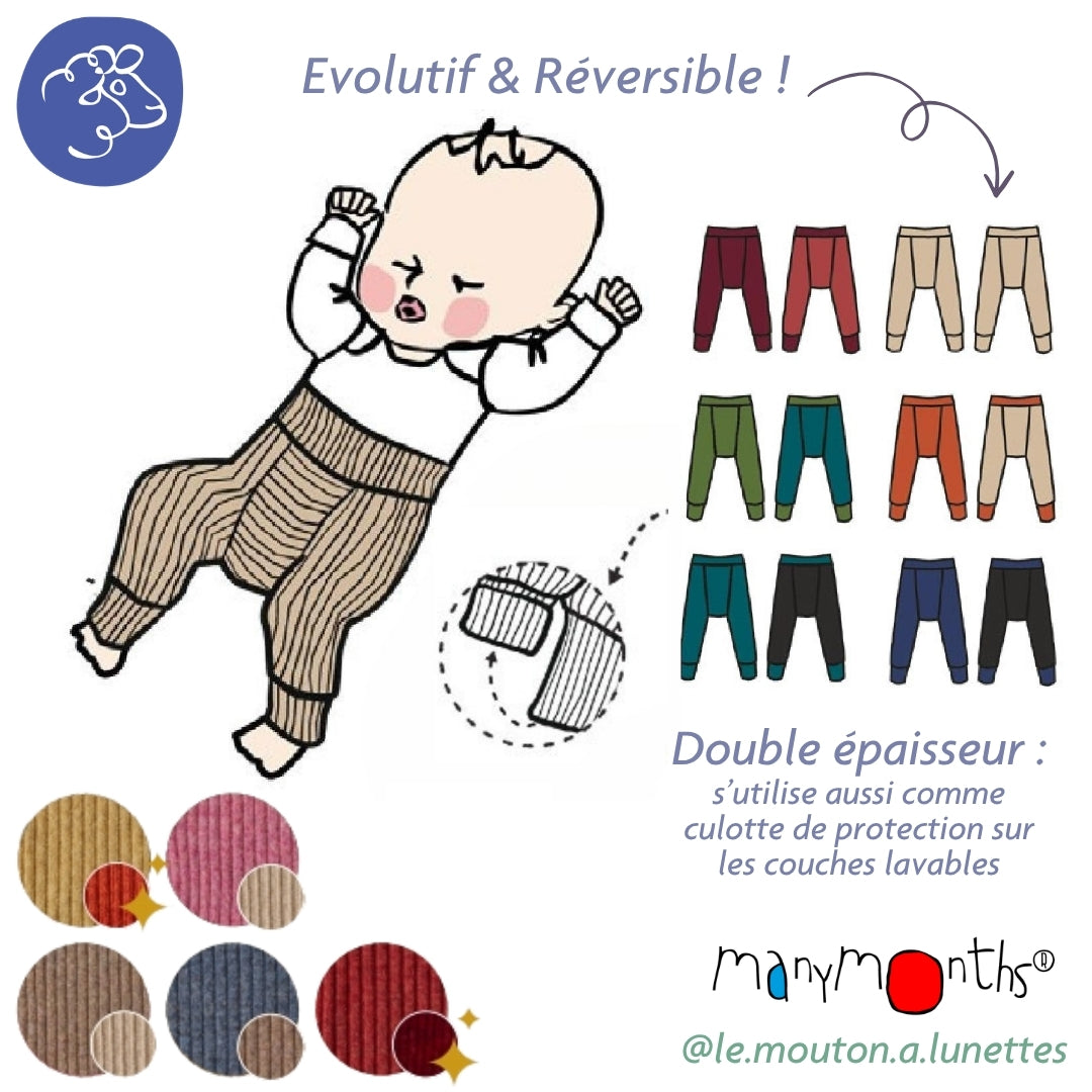 Longies ManyMonths réversibles en laine mérinos - Pantalon bébé évolutif – PREVENTE 2026/27