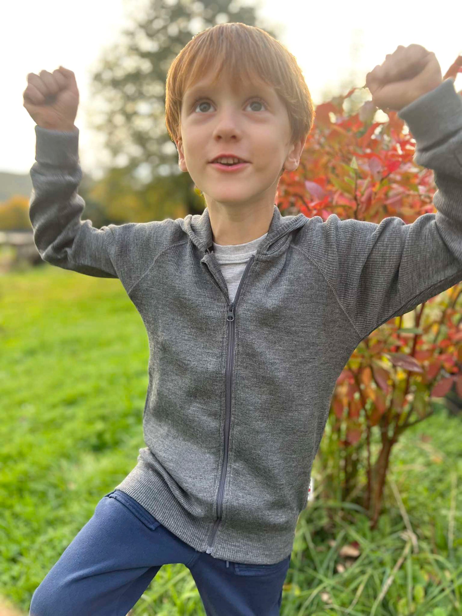 Gilet à zip et capuche en laine mérinos enfant - ManyMonths