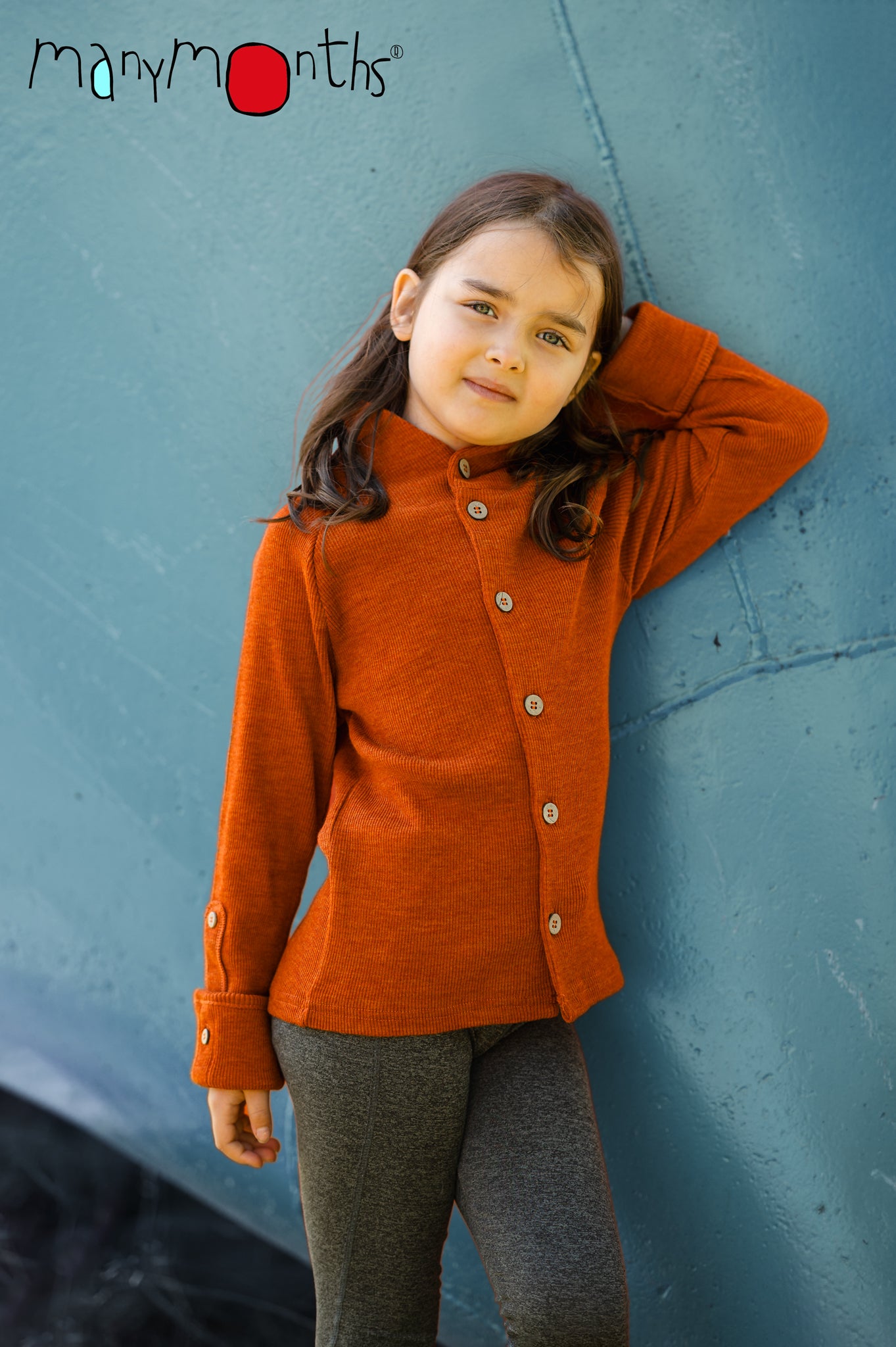 Cardigan laine mérinos évolutif à col montant ManyMonths