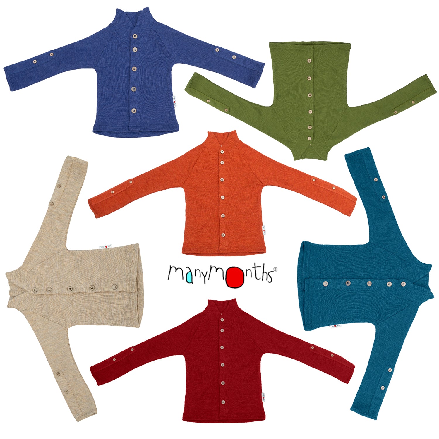 Cardigan laine mérinos évolutif à col montant ManyMonths – PREVENTE 2025/26