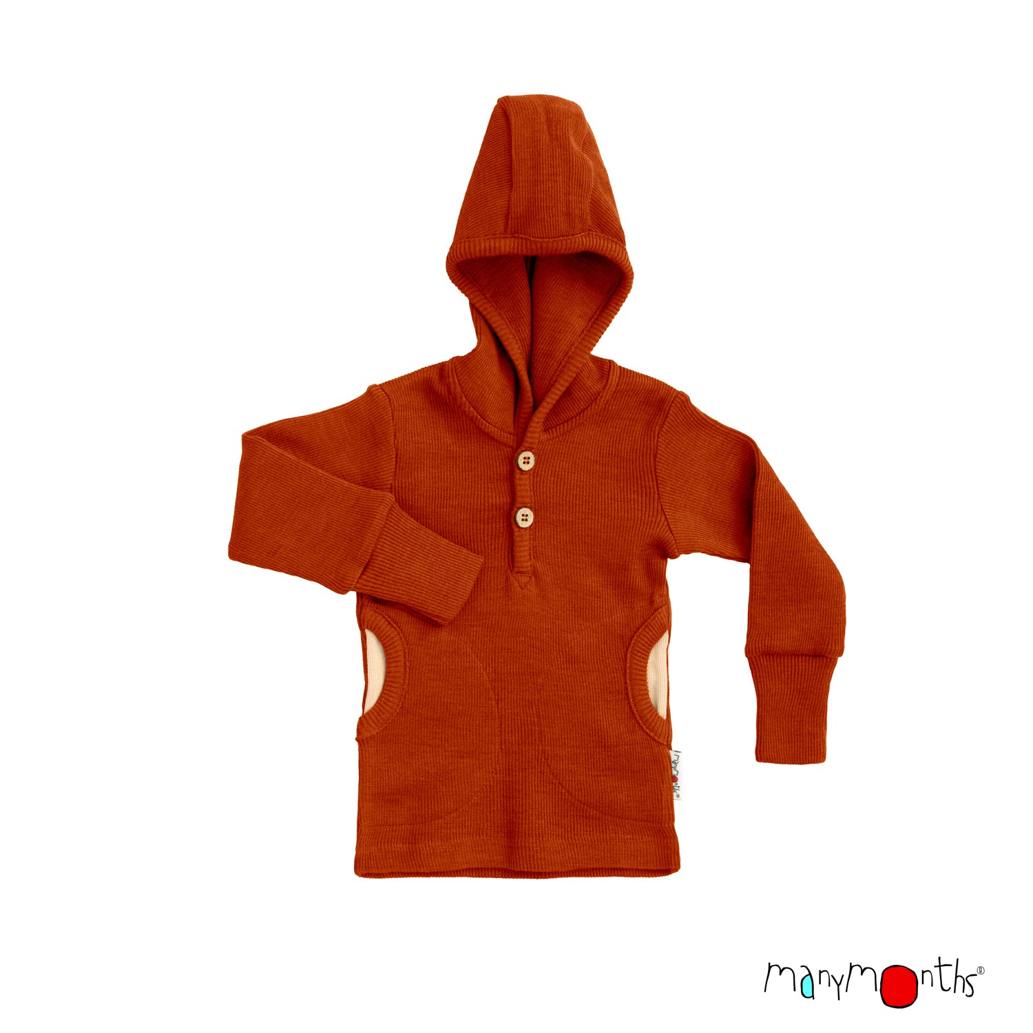 Hoodie Henley ManyMonths - Sweat à capuche en mérinos enfant – Nouveauté 2025/26
