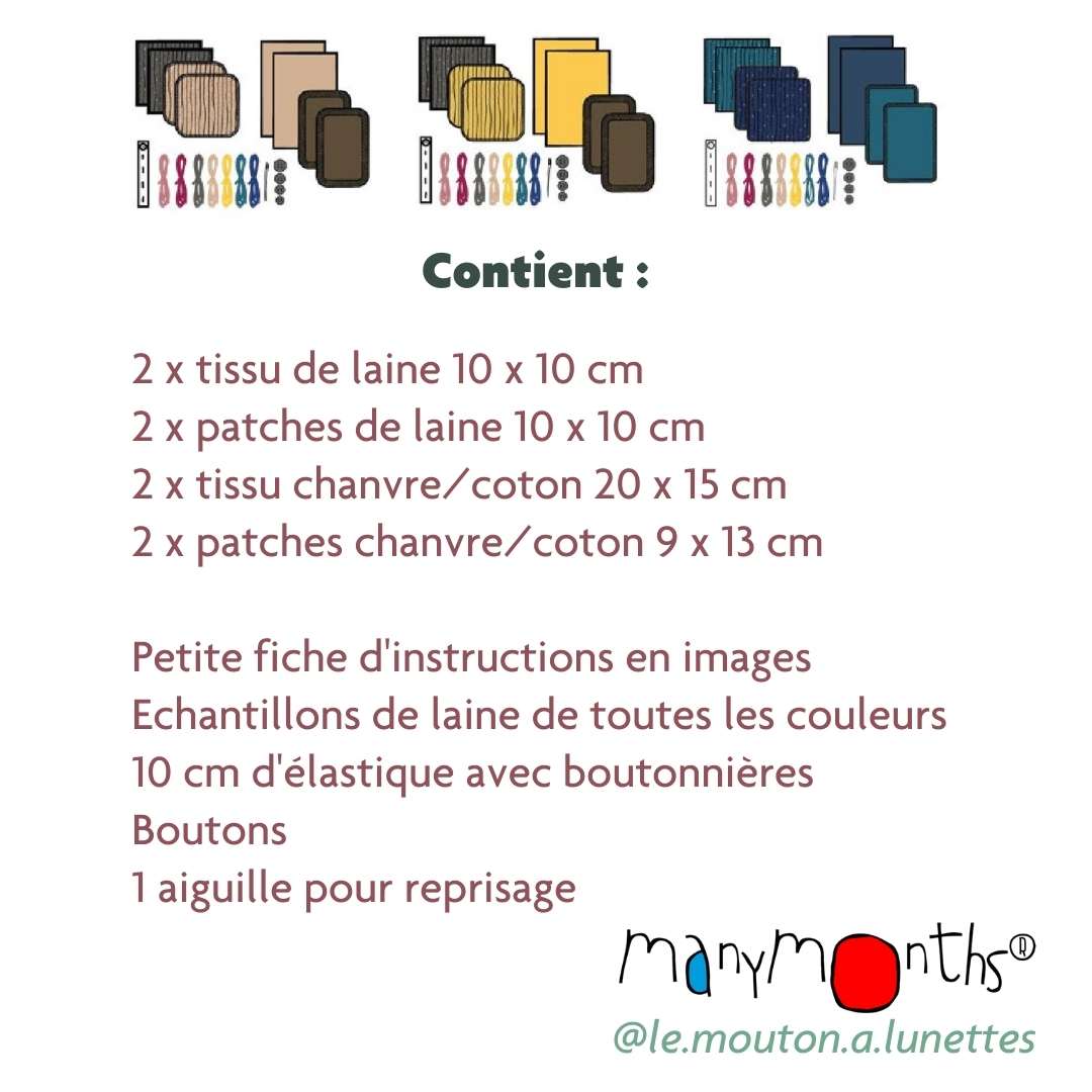 kit de réparation ManyMonths laine mérinos chanvre couleurs 2024
