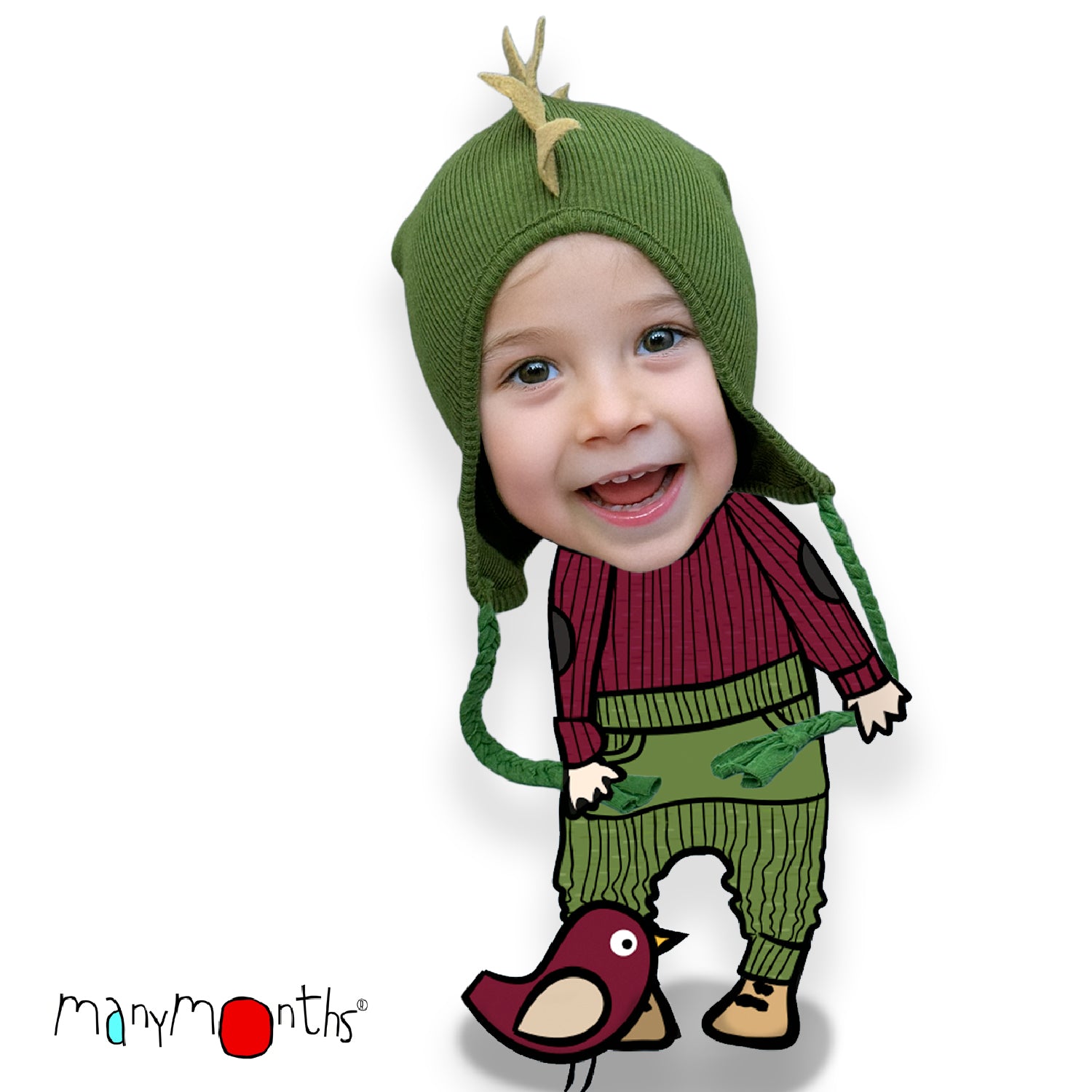 Bonnet Dino en laine mérinos ManyMonths 2025/26 - PREVENTE