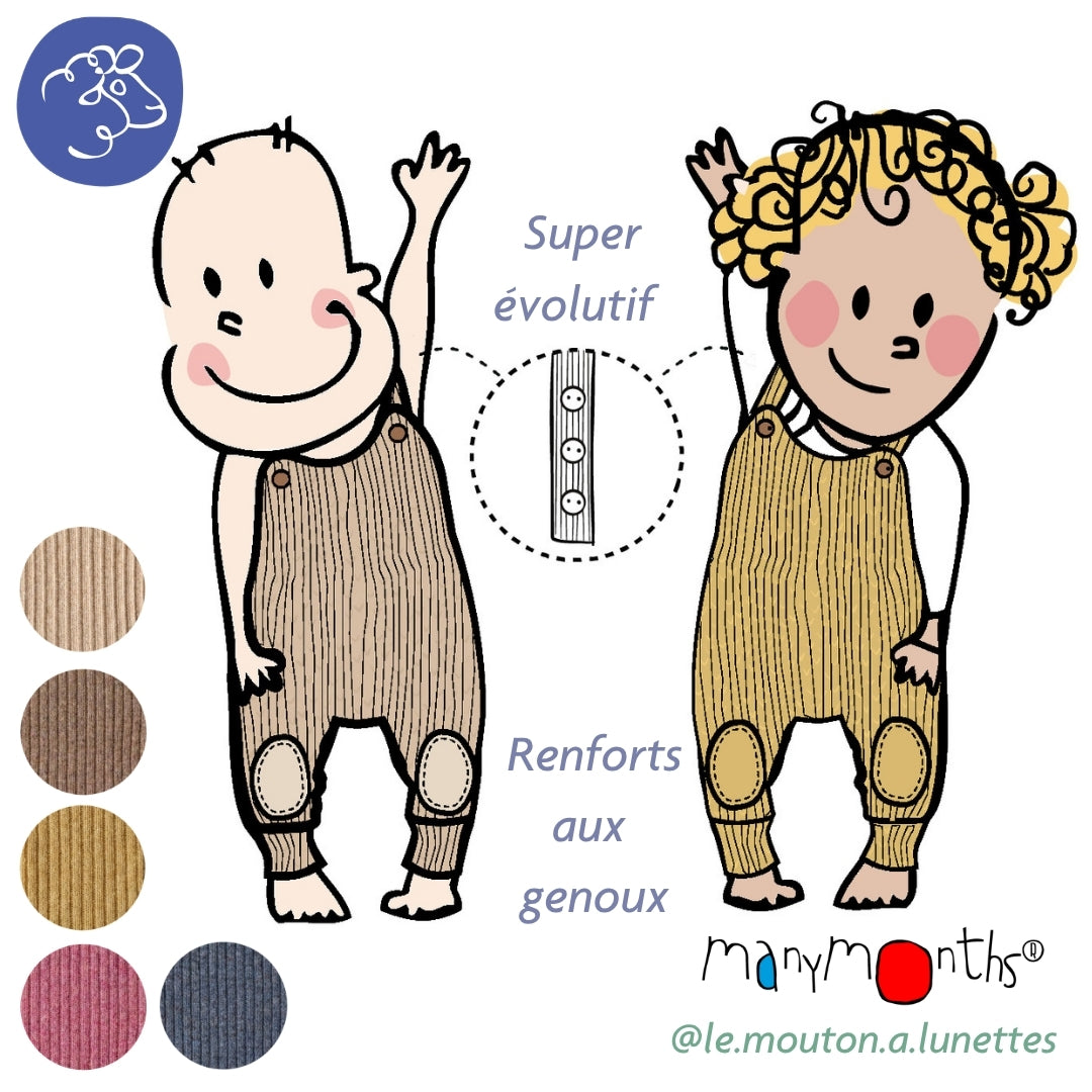 Salopette en laine mérinos pour bébé "Romper playsuit" Manymonths – PREVENTE 2026/27