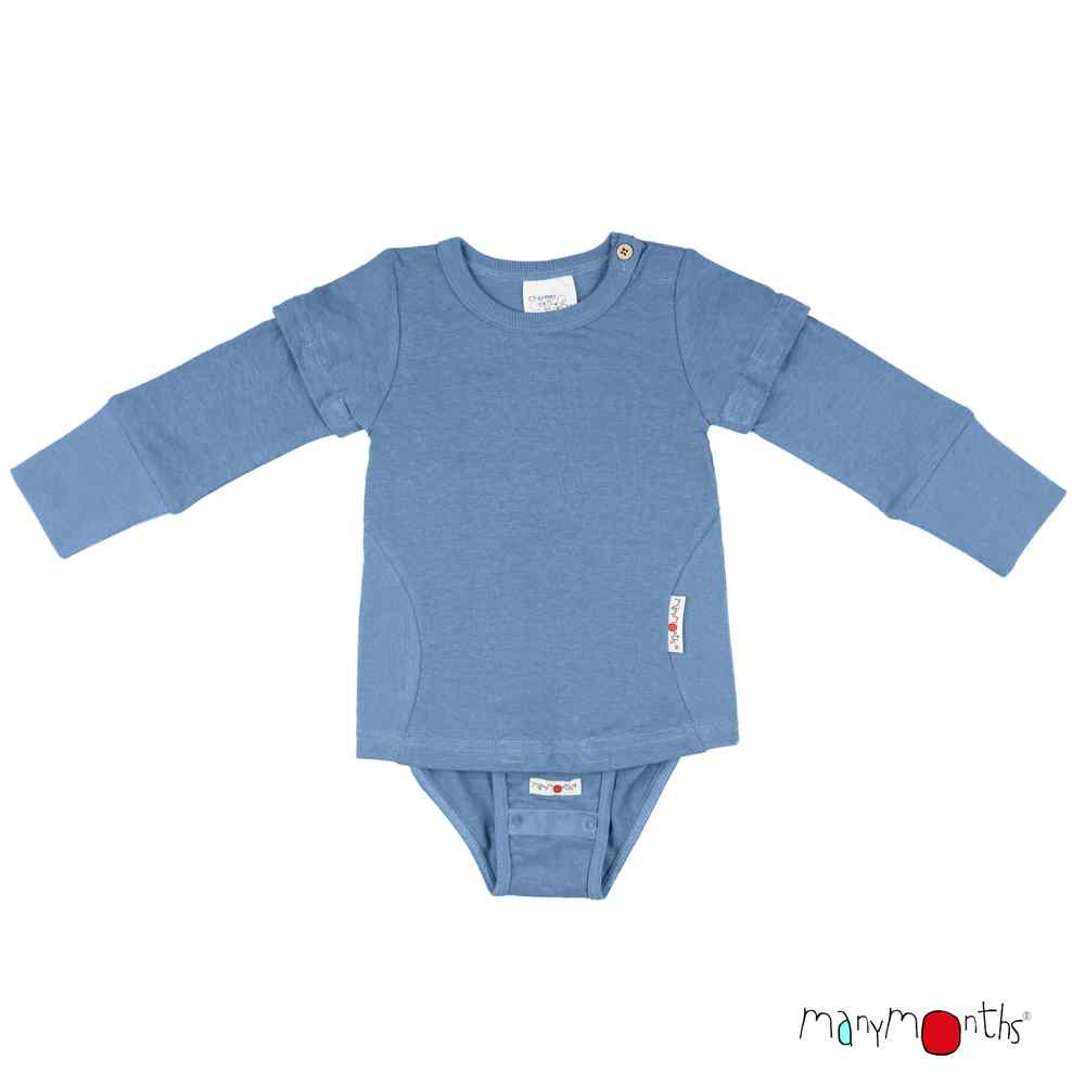 ManyMonths body bebe evolutif chanvre coton bio bleu della robbia
