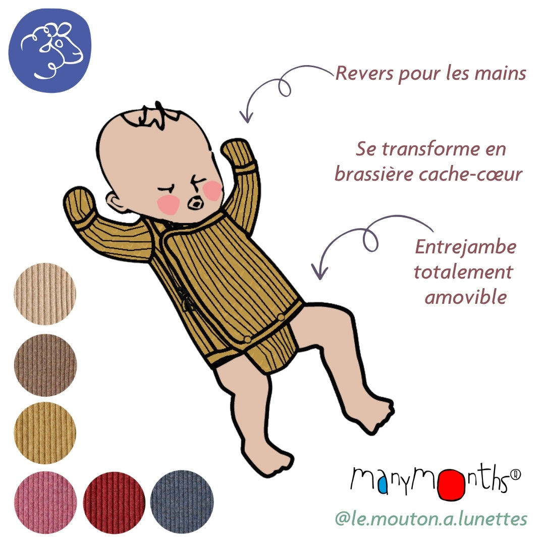 Body kimono en laine mérinos évolutif - Body croisé et brassière ManyMonths – PREVENTE 2026/27