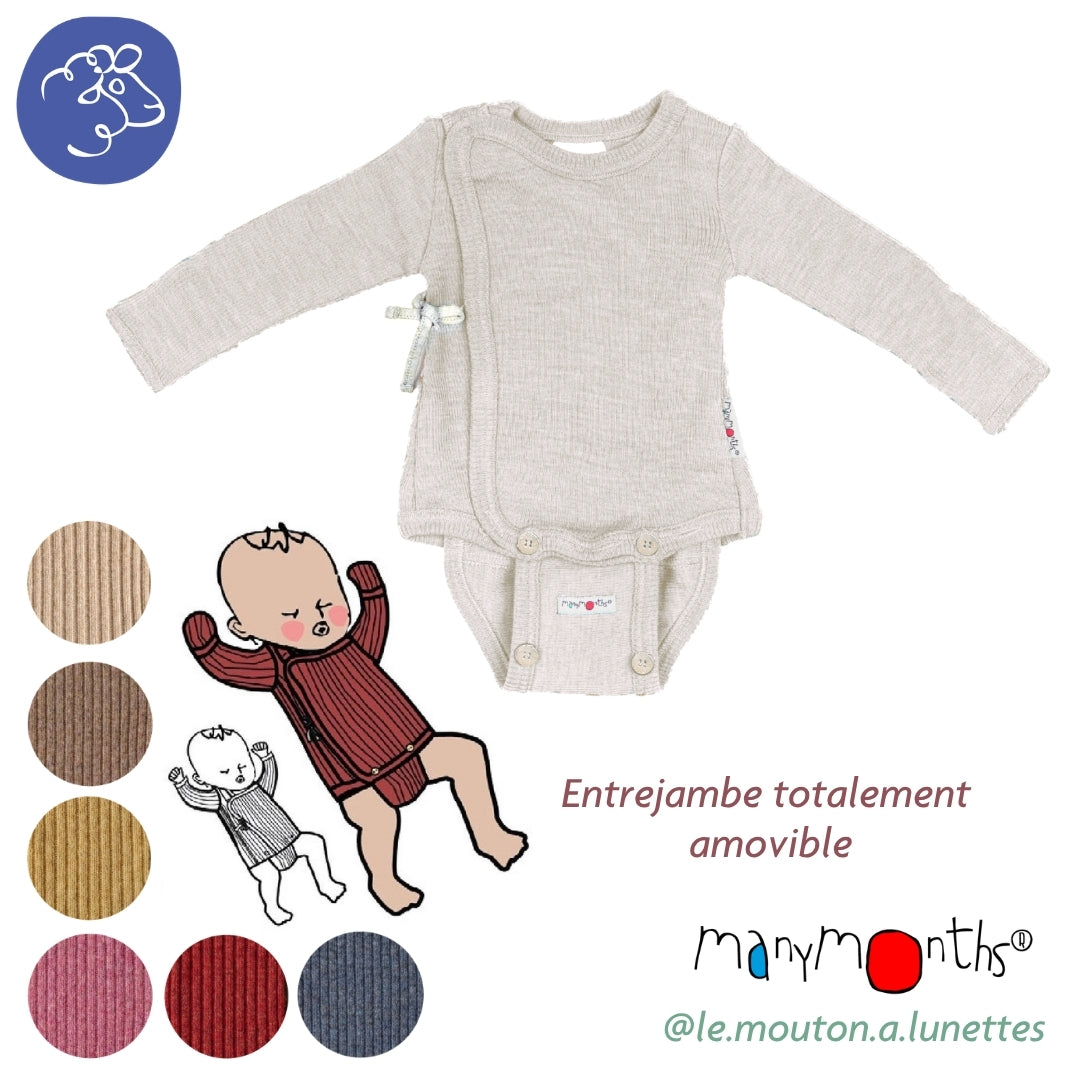 Body kimono en laine mérinos évolutif - Body croisé et brassière ManyMonths – PREVENTE 2026/27