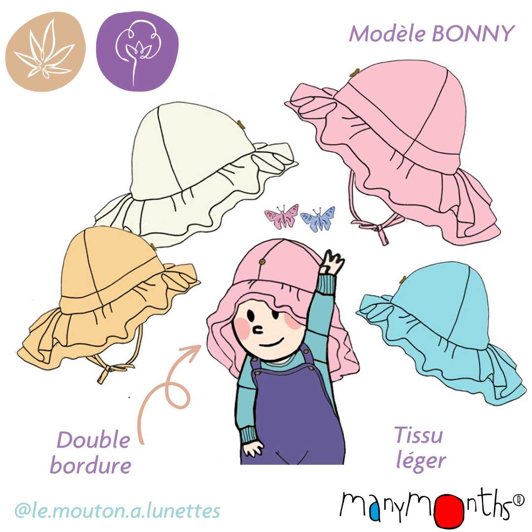 chapeau BONNY ManyMonths bébé enfant évolutif été chanvre coton bio ManyMonths ECO Hempies