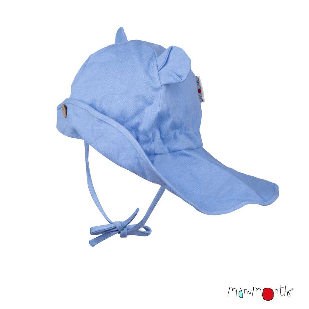 chapeau avec oreilles oursons pour bébé enfant évolutif été chanvre coton bio ManyMonths ECO Hempies mixte bleu della robbia