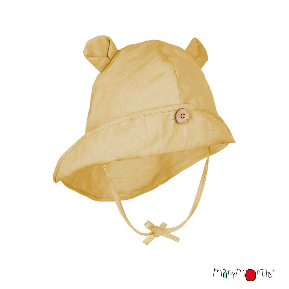 chapeau avec oreilles oursons pour bébé enfant évolutif été chanvre coton bio ManyMonths ECO Hempies mixte jaune golden straw