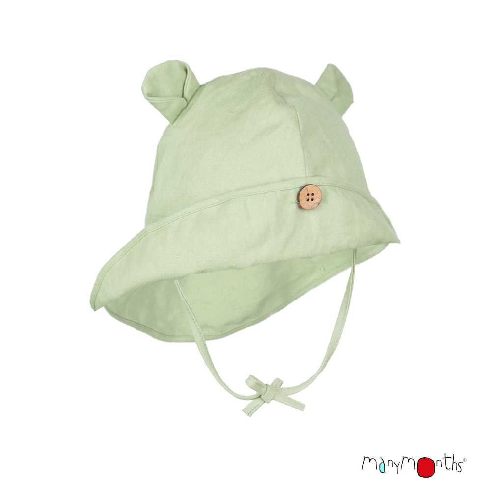 chapeau avec oreilles oursons pour bébé enfant évolutif été chanvre coton bio ManyMonths ECO Hempies mixte vert light jade