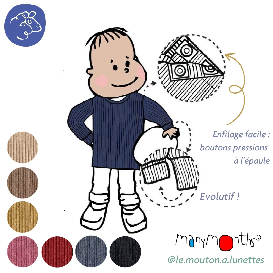 Tricot manches longues en laine mérinos enfant ManyMonths – PREVENTE 2026/27