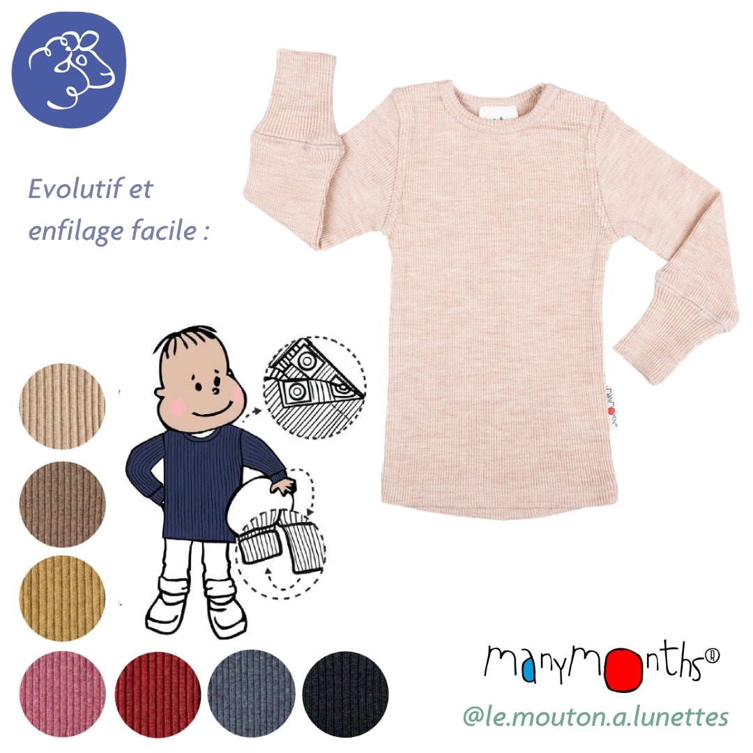 Tricot manches longues en laine mérinos enfant ManyMonths – PREVENTE 2026/27