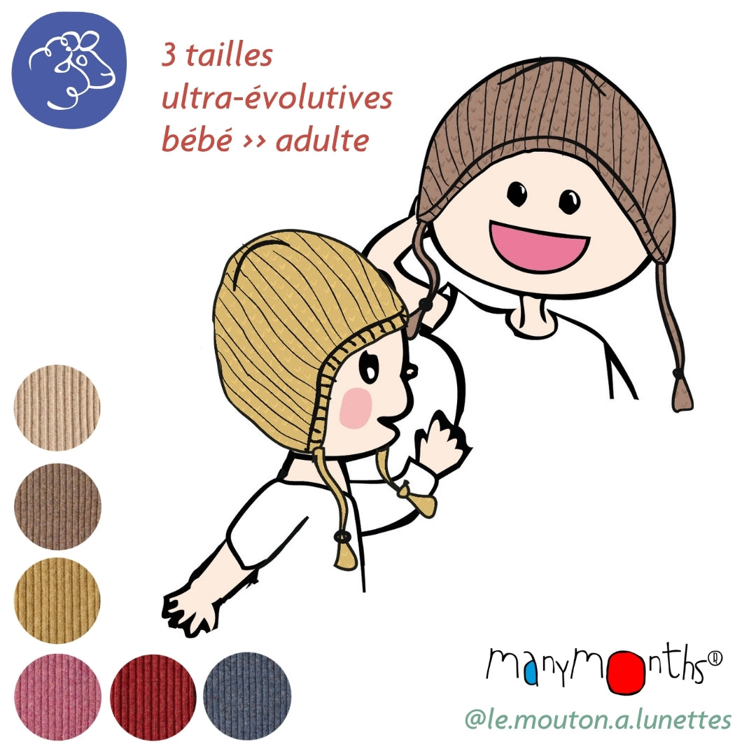Bonnet en laine mérinos ManyMonths - Earflap beanie enfant et adulte – PRECOMMANDE 2026/27