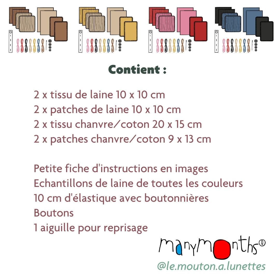 Kit de réparation pour vêtements ManyMonths laine mérinos et chanvre – PRECOMMANDE 2026/27