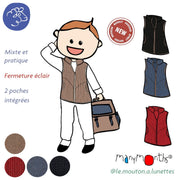 Gilet sans manches en laine mérinos avec poches et zip - Nouveauté ManyMonths – PREVENTE 2026/27