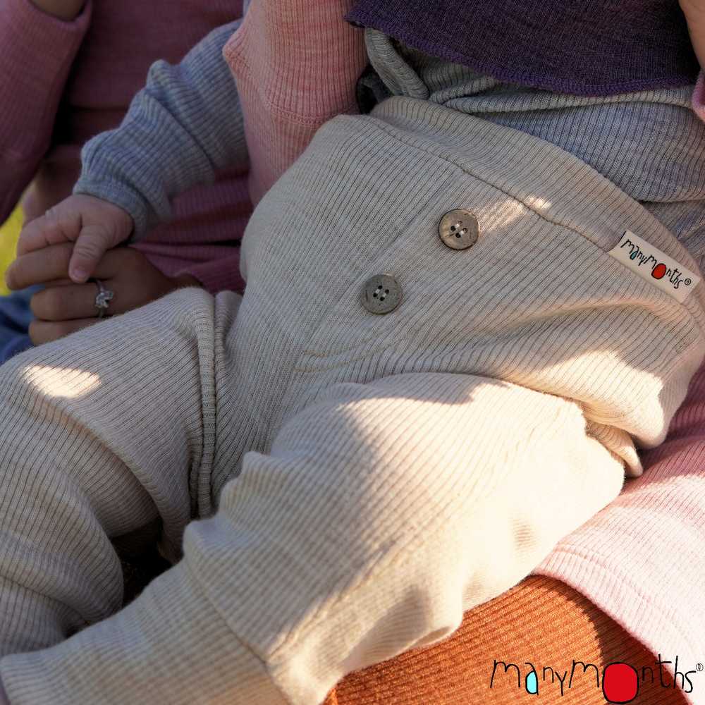 Manymonths pantalon bébé baby jogger laine mérinos toasted coconut