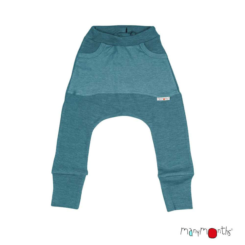 location Sarouel ManyMonths kangaroo trousers laine mérinos pantalon bébé enfant bleu sea grotto