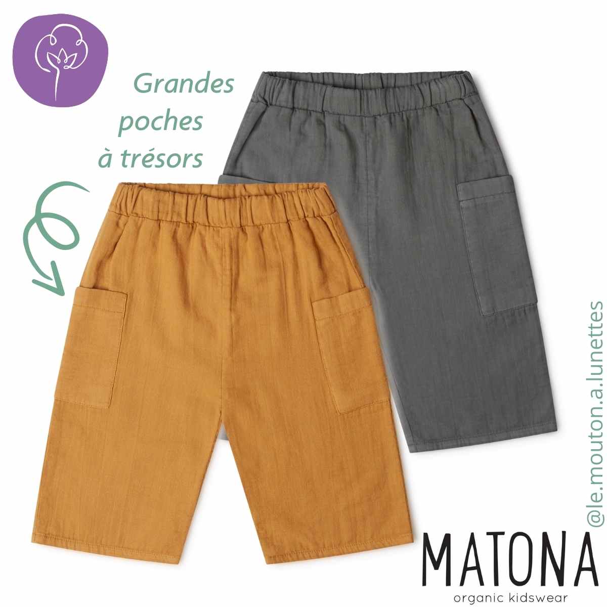 Bermuda enfant mixte coton bio matona