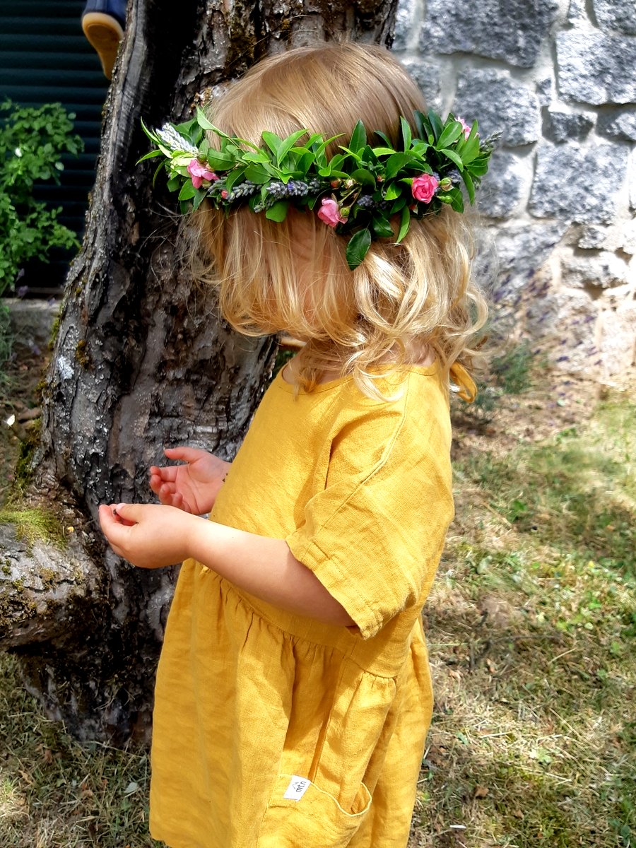 Robe en lin enfant manches courtes "Eden" - Matona
