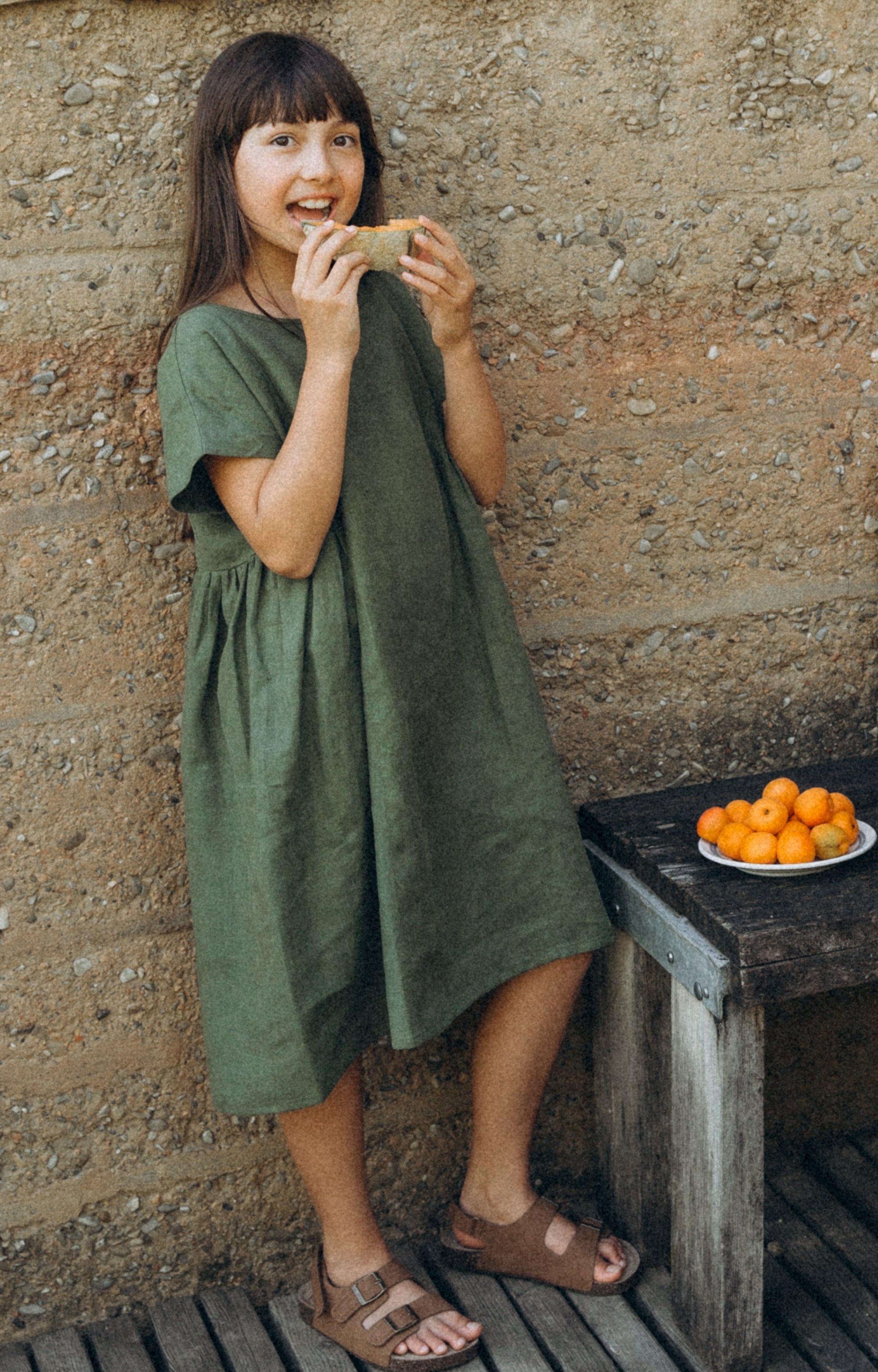 Robe en lin enfant manches courtes oversize "Boxy Dress" - Matona