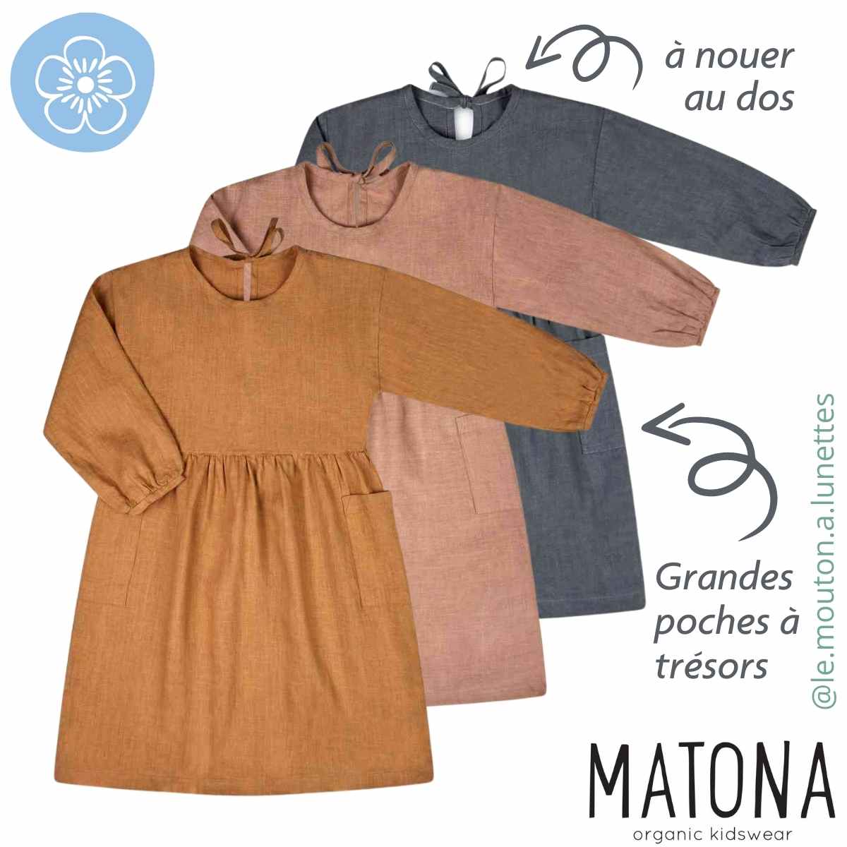 robe en lin enfant manches longues alma matona
